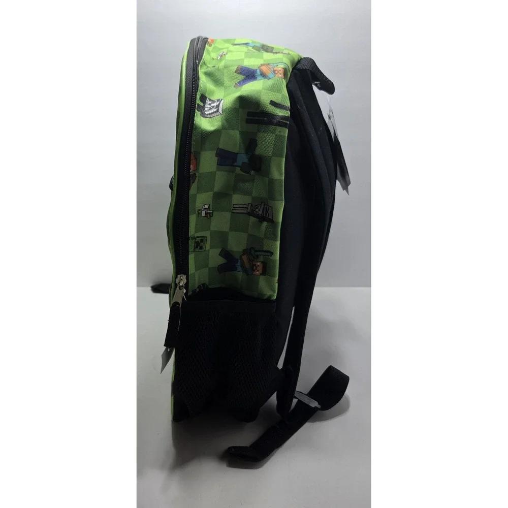 Minecraft Adventure Mode Light Up Backpack Green Checkered Bioworld NWT
